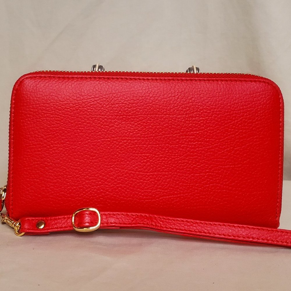 👛HOST PICK👛Chi by Carlos Falchi Large Red Leather Zip Around Wallet